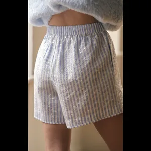 NEW Anthropologie The Wren Boxer Shorts: Sequin Edition - Light Blue Small‎ thumbnail 4