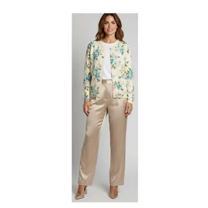 Alfred Dunner Cream Floral Beaded Cardigan Sweater size Medium thumbnail 12