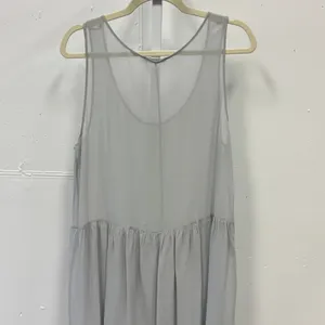 LACAUSA Grey Sleeveless Dropped Waist Midi Dress Semi Sheer Size Small‎ LA310151 thumbnail 3