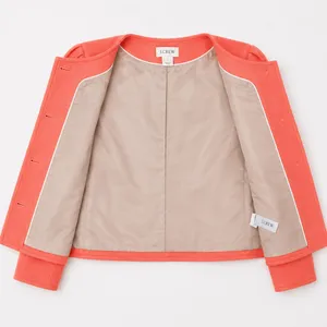 J. Crew Cropped Coral Frayed Tiered Blazer Sz. 2 Prep Business Casual thumbnail 6