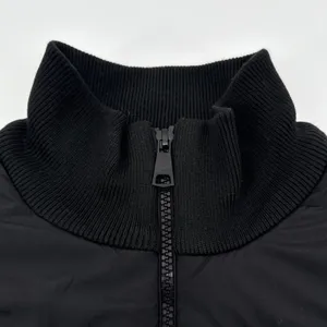 P.J. Salvage Black Quilted Babe Jacket Ribbed‎ Knit Sleeve Varsity Bomber Medium thumbnail 5