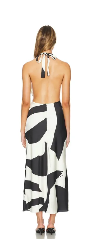 Anthropologie Bardot Black White Citron Halter Midi Bodycon Dress thumbnail 3