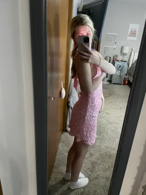 Pink Sequin Halter Dress Size XS thumbnail 3