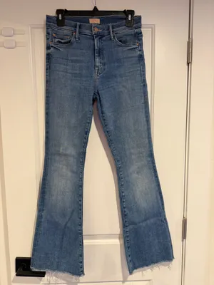 Mother The Weekender Fray Groovy Kind of Love Flare Wide Leg Jeans Women's US 28 thumbnail 8