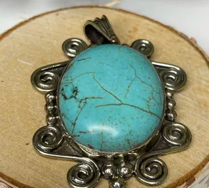 Boutique Howlite pendant from India. Gorgeous stone to slip on your favorite necklace! thumbnail 4