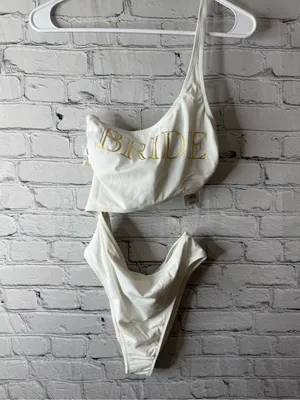 NWT shade and shore Bride Embroidered One-Shoulder White Bridal Swimwear small thumbnail 3
