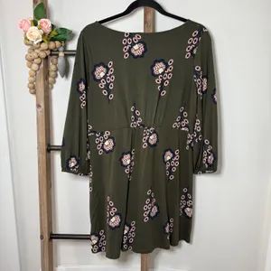 Boden Olive Green Floral Print Three Quarter Sleeve Tunic Dress‎ Size 10P thumbnail 5