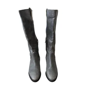 Steve Madden Bryson Grey Distressed Leather Tall Boots Womens Size 6M Low Heel thumbnail 3