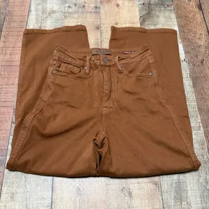 Judy Blue Women's Brown Denim High Rise Wide Leg Jeans Sz 1/25 Baggy 90s Stretch thumbnail 2