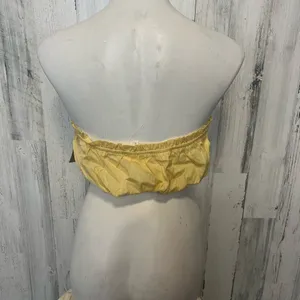 Girl Soul Pastel Yellow Ruffled Bandeau Crop Tube Top Womens Large Elastic Hem thumbnail 2