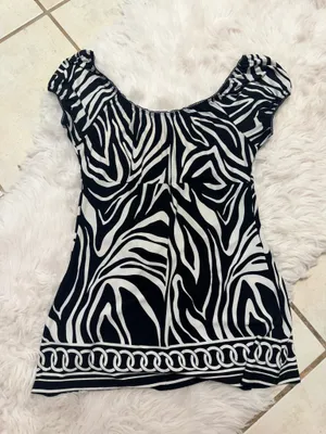 Vintage Y2K Halo Zebra Print Babydoll Top - Size S thumbnail 4