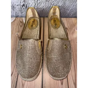 Michael Kors Kendrick Slip On Pixie Fine Perforated Espadrille Flat Gold Size 10 thumbnail 2