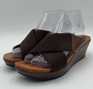 Dansko Ava Brown stretch Fabric Wedge Sandals Slip On Women's Size 38 US 7.5-8 thumbnail 1