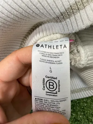 Athleta Tugga Sherpa Jacket in Natural White Cream Winter Croppy Casual Lg thumbnail 6
