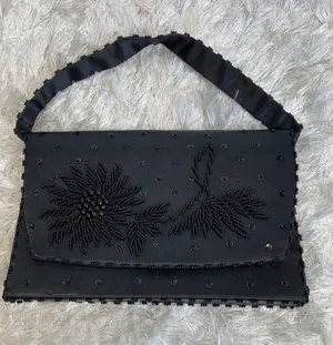 Black Formed Beaded formal evening Bag Removeable Strap thumbnail 1