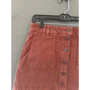 American Eagle‎ Rust Brown Corduroy Super Hi-Rise Button Front Mini Skirt 10 thumbnail 2