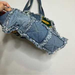 Green Bay Packers Custom Handmade‎ Denim Jeans Patchwork Purse Bag thumbnail 4