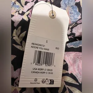 Billabong Long Balloon Sleeve‎ Maxi Dress Fairy Bohemian Floral Peasant Milkmaid thumbnail 7