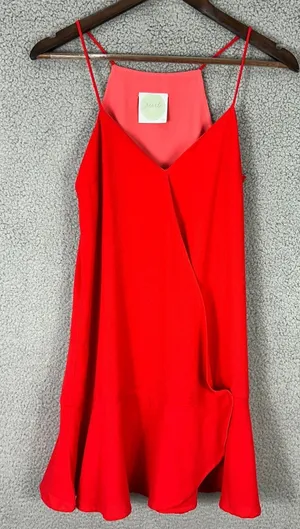 Pearle 88 Cami Dress Women XS Red Mini Ruffle Hem Coquette Y2K Night Out Boho‎ thumbnail 1