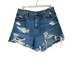 American Eagle‎ Distressed Denim Cutoff Shorts Sz 10 High Rise Frayed Hem Summer thumbnail 1