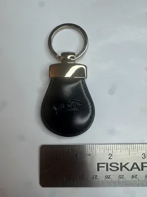 R. Britto Black Leather Keychain Key Ring Silver Tone thumbnail 4