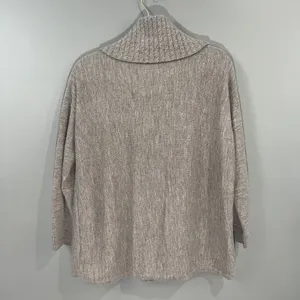 Ellen Tracy Beige 100% Merino Wool Cowl Neck Buckle Accent Pullover Sweater XL thumbnail 6