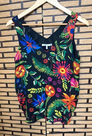Violet + Claire black floral tank top size medium thumbnail 1