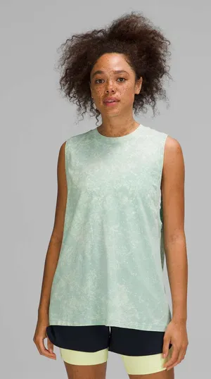 Lululemon All Yours Muscle Tank Top Cloudy Wash Arctic Green Size 10 Cotton thumbnail 1