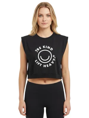 🆕Be Kind Lift Heavy Black Crop Top thumbnail 2
