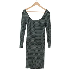 Heart & Hips Dress Womens M Green Striped Long Sleeve Bodycon Exc thumbnail 4