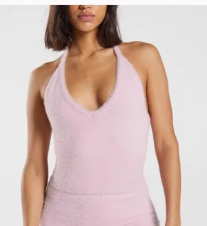 GymShark Whitney Simmons eyelash knit Fuzzy Halter Top Large thumbnail 1