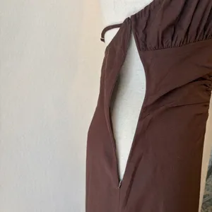 Riot Swim Dani Halter Maxi Dress S Ruched Backless Linen Resort Beach Brown NWT thumbnail 8
