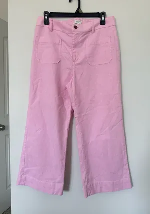 J.Crew Pink Wide-Leg Crop Pants Women's Size 28P thumbnail 1