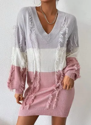 Boutique V-Neck Sweater Dress thumbnail 1