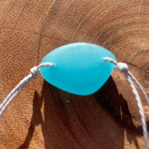 Blue Sea Glass Adjustable Beach Bracelet Ocean Stone New thumbnail 3