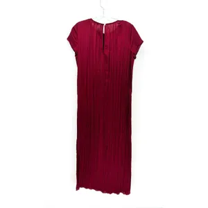 Madewell Short Sleeve Slip Midi Dress Women S Burgundy Plisse Minimalist Holiday thumbnail 10