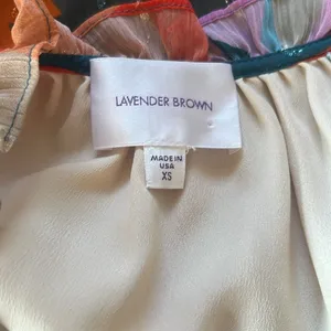 Lavender Brown Anthropologie brand Lavender Multicolor Abstract Maxi Dress. Size XS thumbnail 5