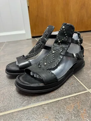 A.S.98 Leather Studded Gladiator Sandals Womens Statement Shoes Black EU 41 thumbnail 13