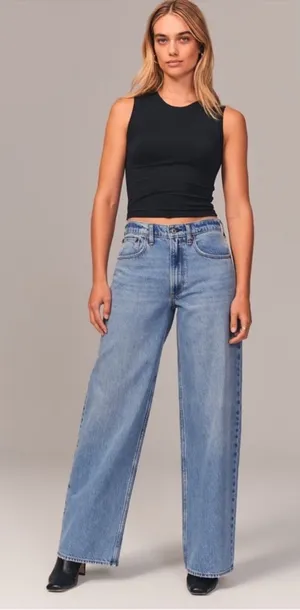 Abercrombie & Fitch The Wide Leg Mid Rise Jeans Blue Size 25 thumbnail 1