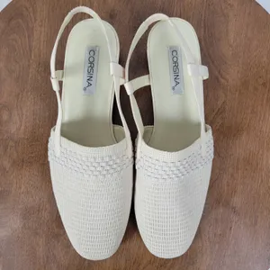 Corsina Louise Women Sandals Size 10 Cream Woven Closed Toe Slingback Mule Flats thumbnail 4