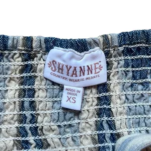 Shyanne Blue Tan Southwestern Print Cotton Mini‎ Dress XS Country Sundress Rodeo thumbnail 7