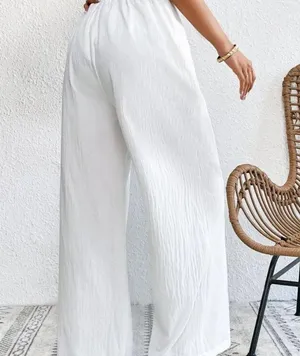 Elegant White Women's Wide-Leg Pants thumbnail 2