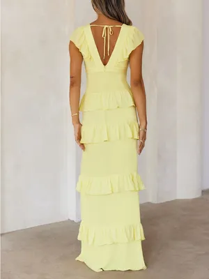 Hello Molly Friendship Gardens Ruffle Maxi Dress Yellow thumbnail 4