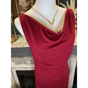 Express Red Cowl Neck Sleeveless Mermaid Midi Dress Size 3/4‎ Vintage Style thumbnail 2