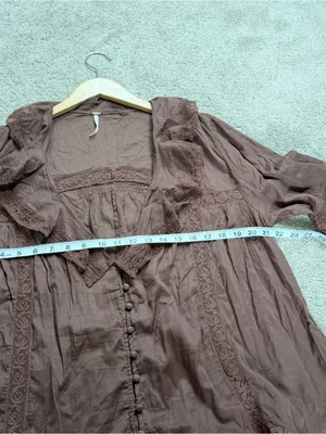 Free People Women’s Isn’t She Lovely Tunic Top Sheer Boho in Chocolate Lava M thumbnail 13