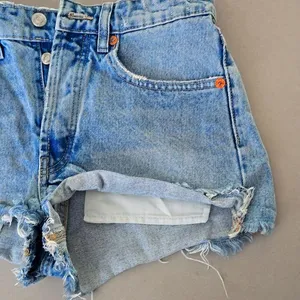 Zara High Rise Blue Distressed Shorts thumbnail 3