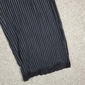 Soma Cool Collection Night Pajama Set S/M Black Stripes Lace Trim Crop Button Up thumbnail 12