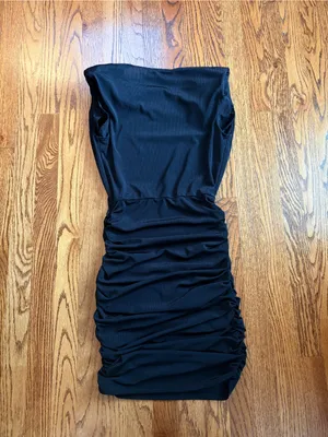 Michael Costello x REVOLVE Archer Mini Dress Black Ruched Cocktail S thumbnail 4