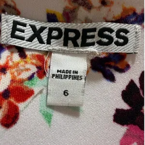 EXPRESS‎ Floral High Waisted White Red Blue Pencil Skirt Size 6 thumbnail 7