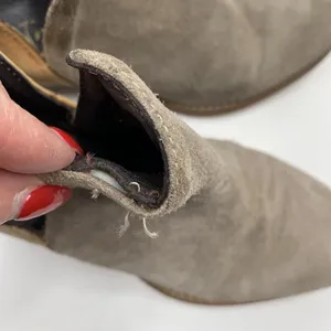 Anthro Diba True Sz 6.5 Stop By Bootie Beige Brown Suede Leather Colorblock Boot thumbnail 8